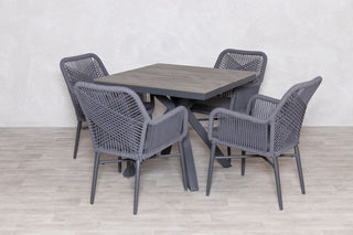 Milan Grey Star Table with 4 Chairs Set