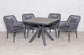 Milan Grey Star Table with 4 Chairs Set
