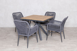 Milan Natural Star Table with 4 Chairs Set