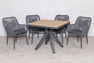 Milan Natural Star Table with 4 Chairs Set
