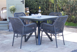 Milan Grey Star Table with 4 Chairs Set