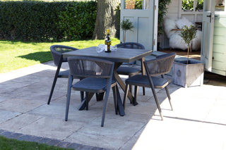 Milan Grey Star Table with 4 Chairs Set