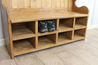 monks bench pew with shoe rack