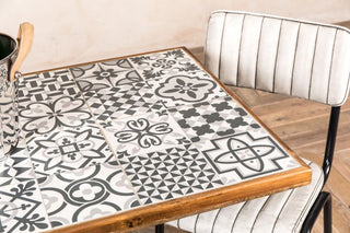 monochrome ceramic top restaurant table