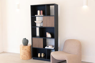 nevada-oak-bookcase-with-black-frame-lifestyle