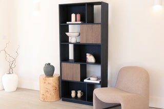 nevada-oak-bookcase-with-black-frame-lifestyle