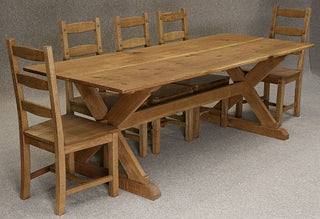 Oak x-framed dining table
