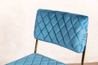 ocean teal quilted velvet dining chair