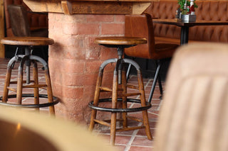 Old English Rustic Oak Bar Stools