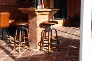 Old English Rustic Oak Bar Stools
