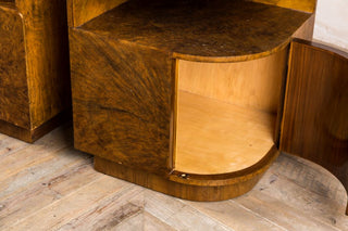 open bedside cabinets walnut vintage bedroom suite