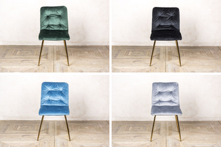 pair of celine velvet dining chairs