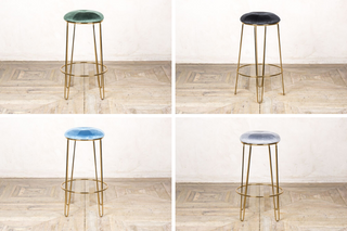 pair of ivy velvet upholstered bar stools