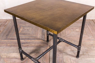 pipework table with brass top