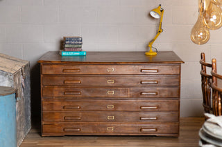 vintage oak plan chest