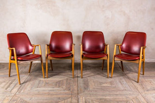 red upholstered armchair