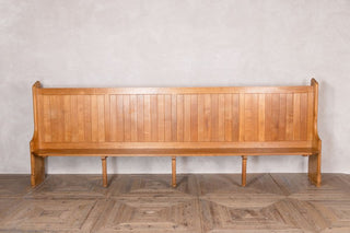 Solid English Oak Church Pew with High Back