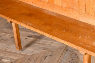 Solid English Oak Church Pew with High Back