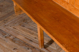 Solid English Oak Church Pew with High Back