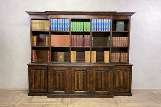 Solid Oak Breakfront Bookcase