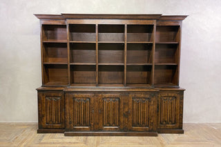 Solid Oak Breakfront Bookcase