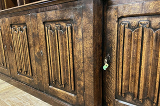Solid Oak Breakfront Bookcase