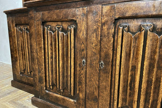 Solid Oak Breakfront Bookcase