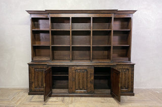 Solid Oak Breakfront Bookcase