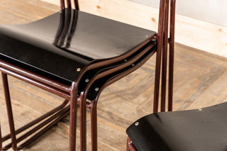 Vintage Dark Burgundy Bakelite Stacking Chairs