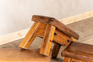Vintage Leather Topped Gym Bench
