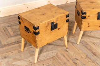 Pair of Upcycled Pine Travelling Chests