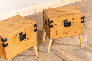 Pair of Upcycled Pine Travelling Chests