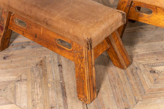 Vintage Leather Topped Gym Bench