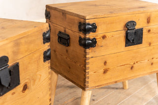 Pair of Upcycled Pine Travelling Chests