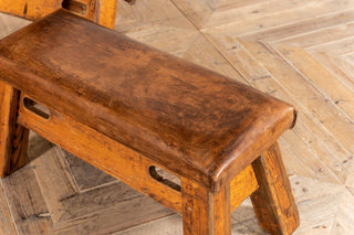 Vintage Leather Topped Gym Bench