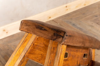 Vintage Leather Topped Gym Bench