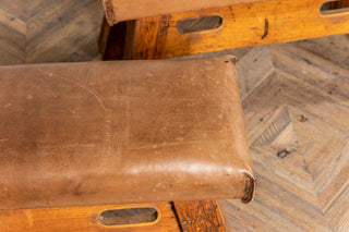 Vintage Leather Topped Gym Bench