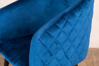 royal blue quilted velvet stool