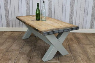 rustic coffee table with a painted base