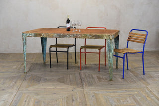 rustic metal outdoor table