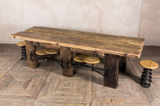 rustic style dining table with swing out seats