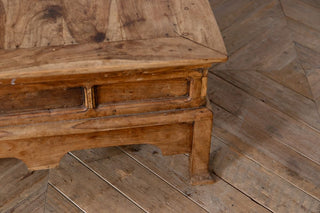corner close up of rustic coffee table