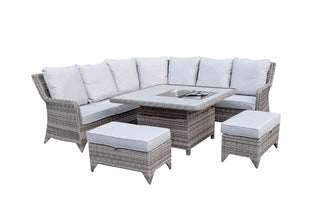 Charlecote Outdoor Corner Dining Set with Lift Table - Grey