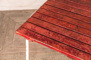 slatted outdoor table