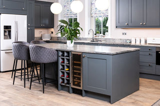 soft grey velvet bar stool