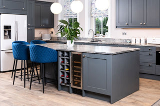 soft rich blue velvet bar stool