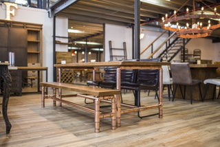 solid copper base dining table