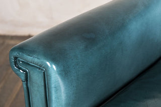 square leather armchair in blue