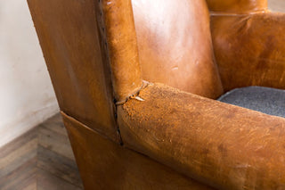 tan leather armchair