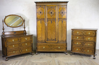 1920s Jacobean Revival Oak Bedroom Suite